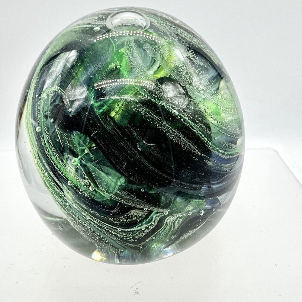 Kerry Glass Green Paperweight Guaranteed Irish Pontic And Labels